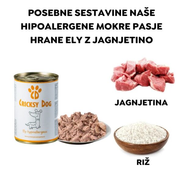 Ely hipoalergena mokra pasja hrana z jagnjetino (premium formula brez pšeničnega glutena in piščančjega mesa) - 400 g - Image 2