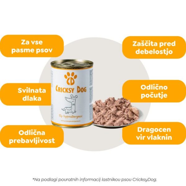 Ely hipoalergena mokra pasja hrana z jagnjetino (premium formula brez pšeničnega glutena in piščančjega mesa) - 400 g - Image 4