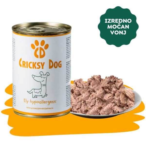 Ely hipoalergena mokra pasja hrana z jagnjetino (premium formula brez pšeničnega glutena in piščančjega mesa) - 400 g