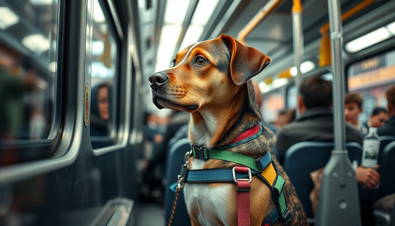 pes na avtobusu
