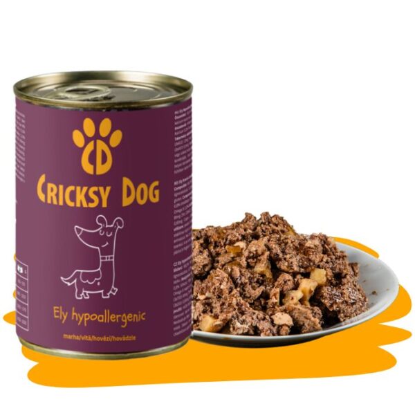 Ely hipoalergena mokra hrana za pse z govedino (premium formula brez pšeničnega glutena in piščančjega mesa) – 410 g