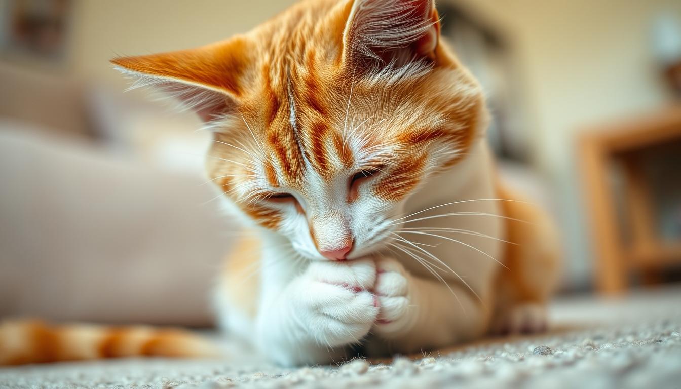 izbirčna mačka le liže hrano