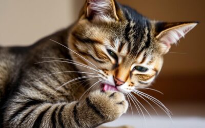 Mačka si pogosto liže sprednjo tačko – kaj to pomeni?