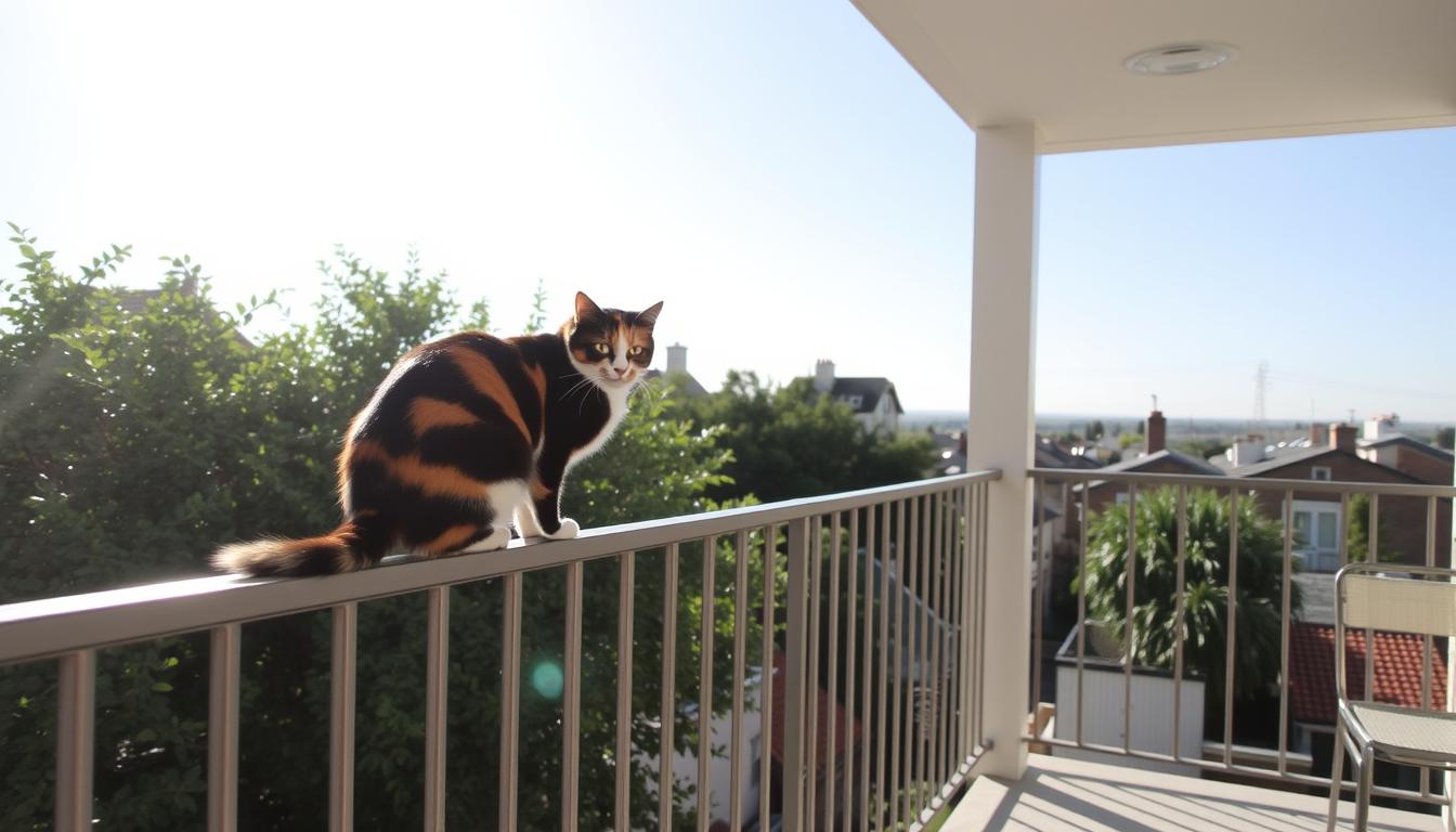 mačka poletje balkon