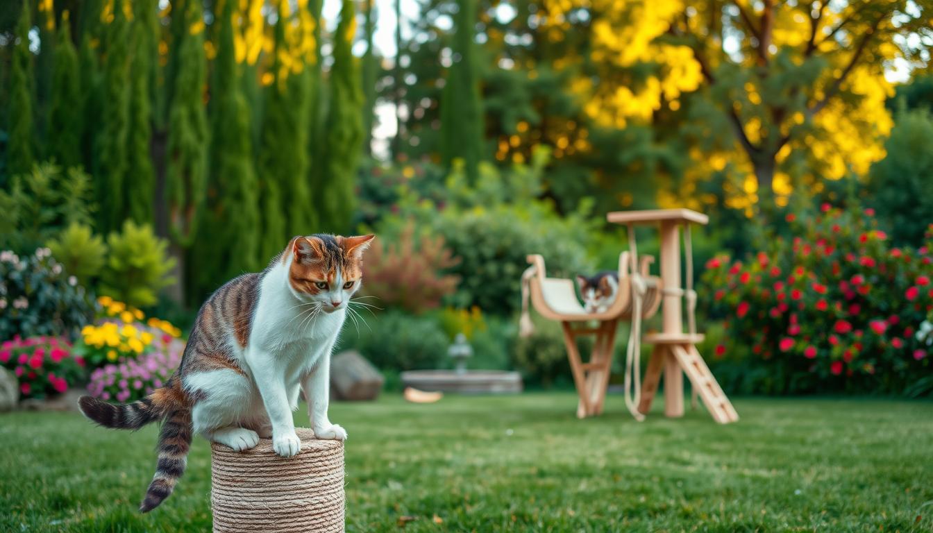 mačka poletje igra na vrtu
