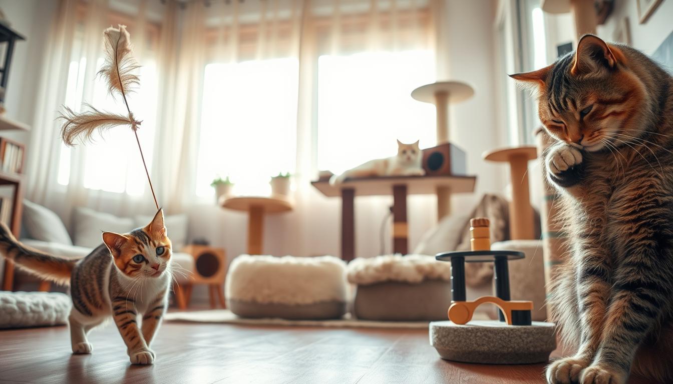 mačka poletje igra v stanovanju