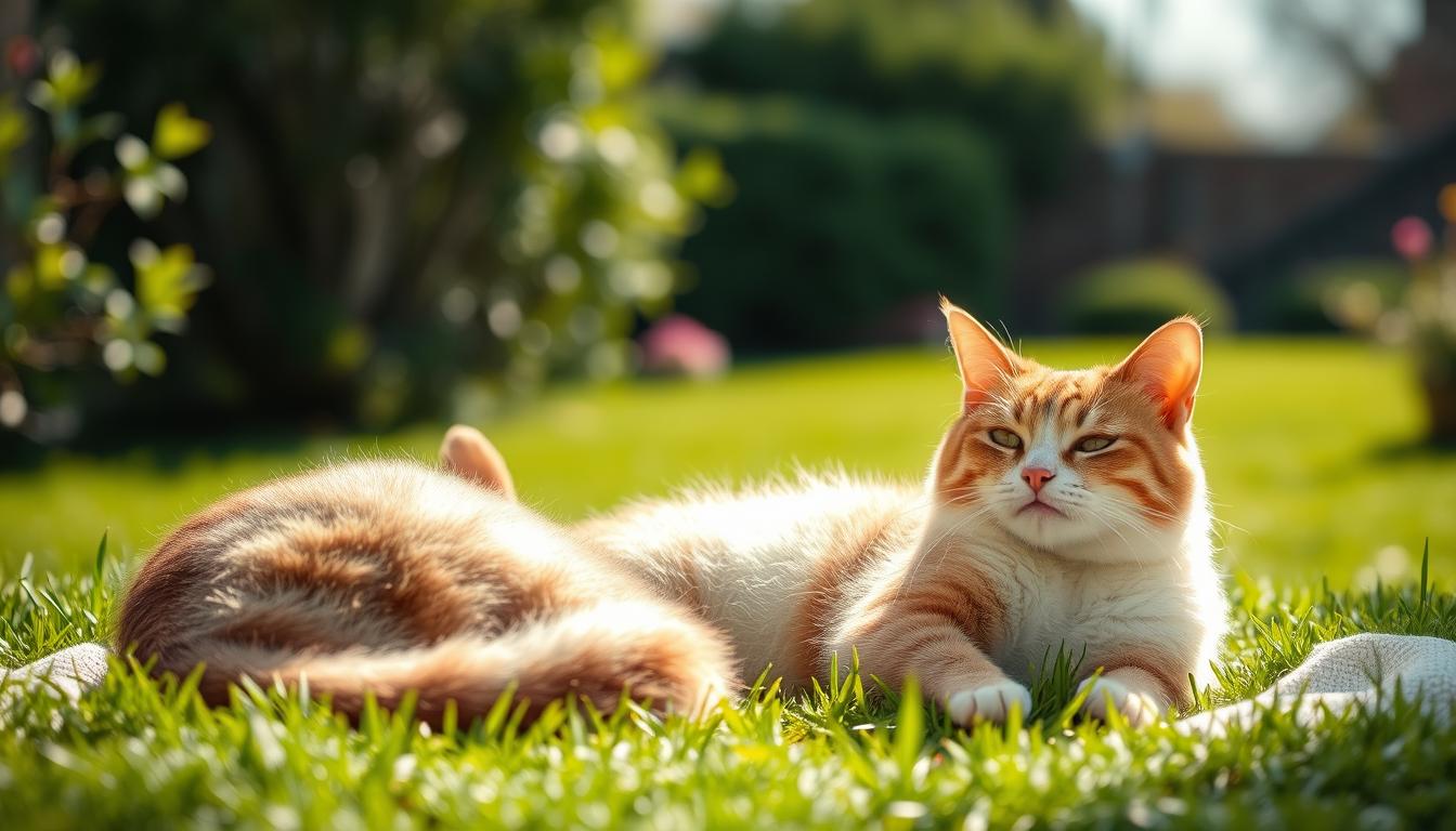 mačka poletje sončenje