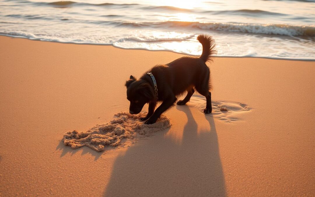 pesek s plaže pes poletje