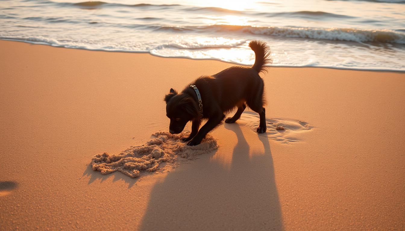 pesek s plaže pes poletje