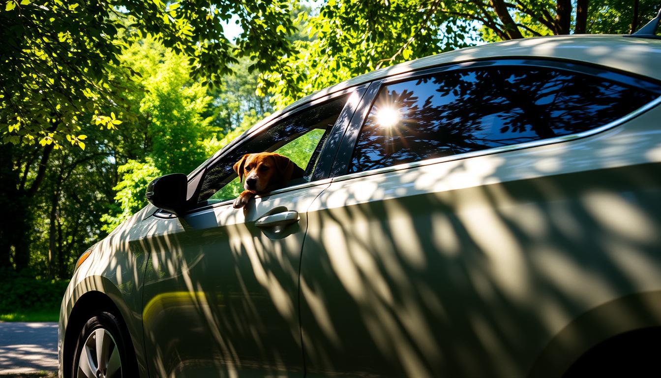 senčenje avta za psa poletje