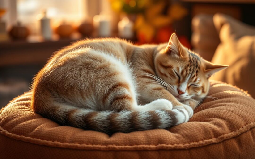 Jesenske spalne poze – kaj razkrivajo o tvoji mački