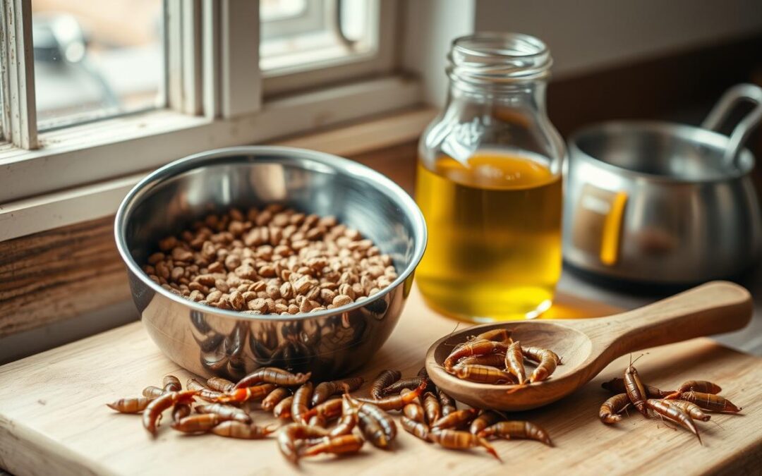 Kako kombinirati pasjo hrano z žuželčjimi beljakovinami z lososovim oljem?