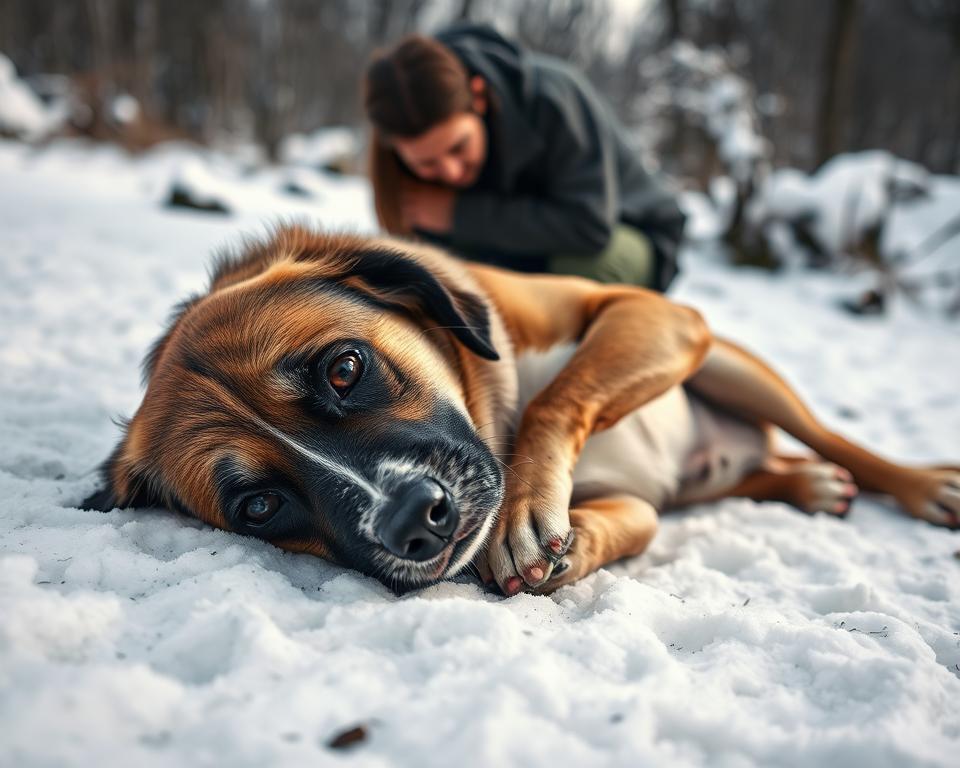 driska psa po zaužitju snega pozimi