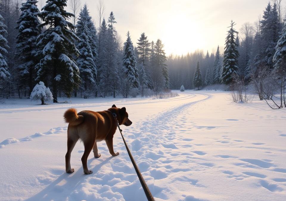Kako izbrati kraj za zimski sprehod s psom?