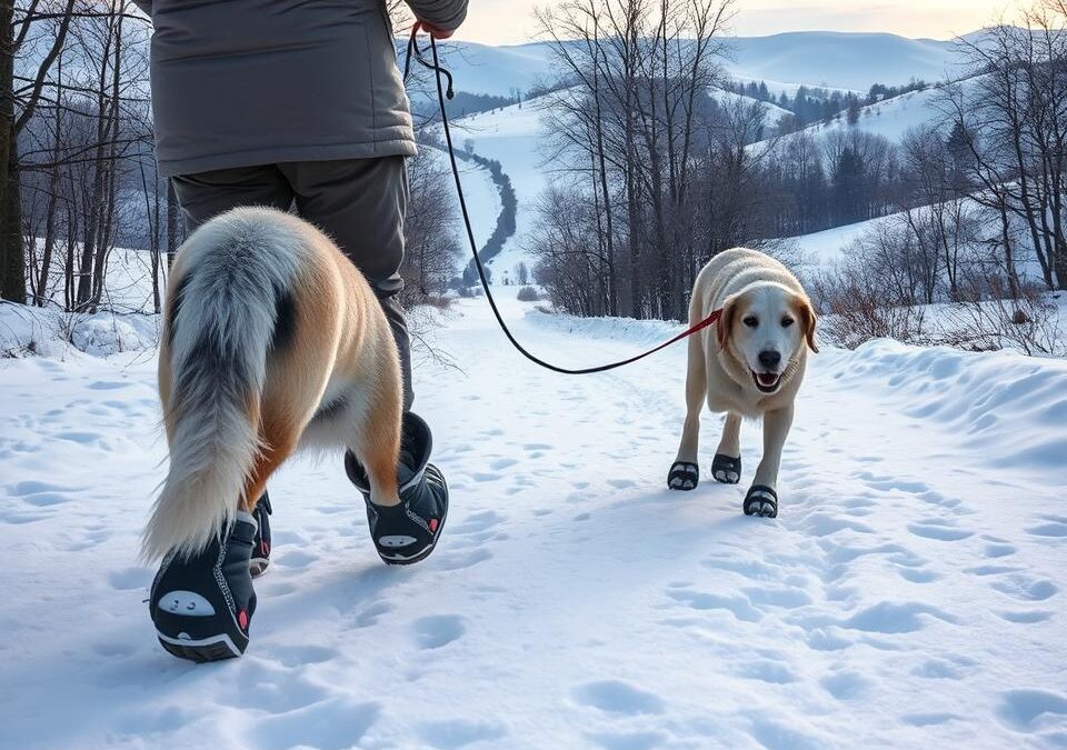 Zimski sprehodi s psom – kako zaščititi njegove tačke