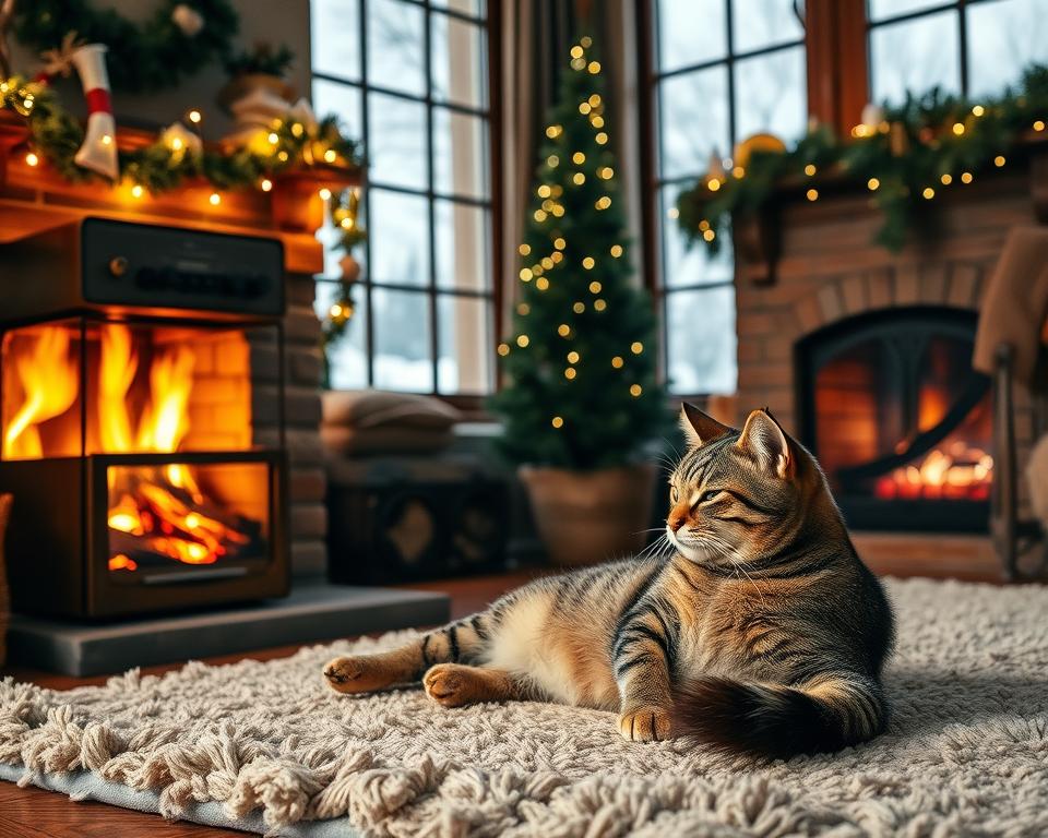 Bozicna-glasba-in-macka-pozimi Božična glasba in mačka pozimi