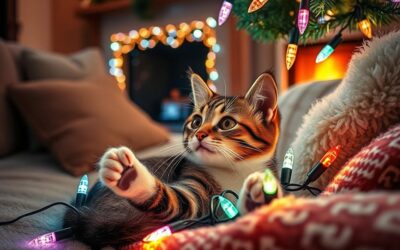 Mačke in božične lučke – zabava ali nevarnost?