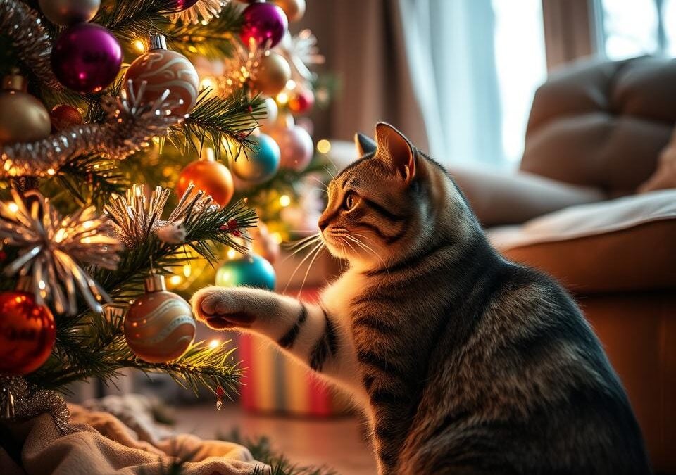 Zimske nevarnosti božičnih okraskov za mačke