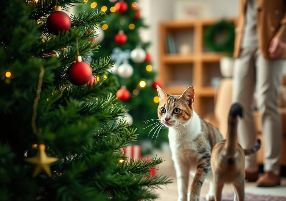 Mačka in božično drevo – nasveti za varnost