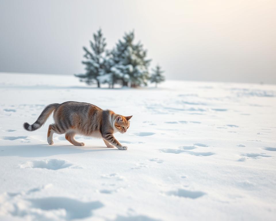 Mačka in sneg – zimska izkušnja