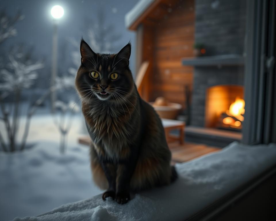 Nočno mijavkanje mačke pozimi