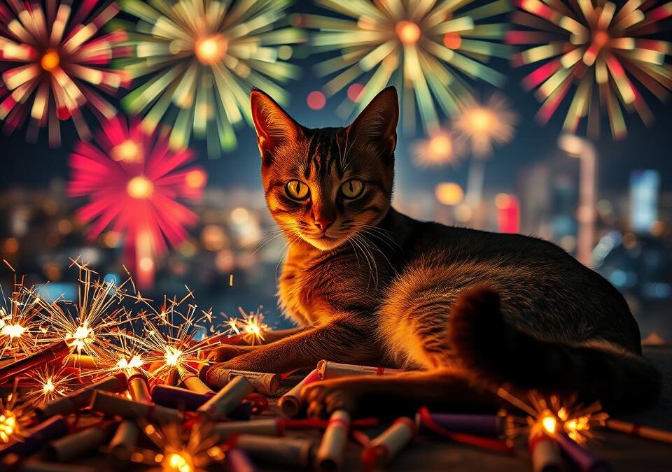 Mačka in novoletne petarde