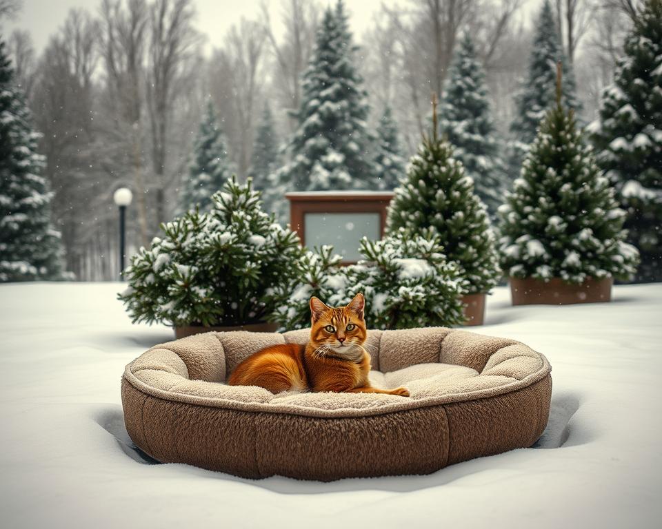 Prostor-za-spanje-macke-zunaj-pozimi Prostor za spanje mačke zunaj pozimi