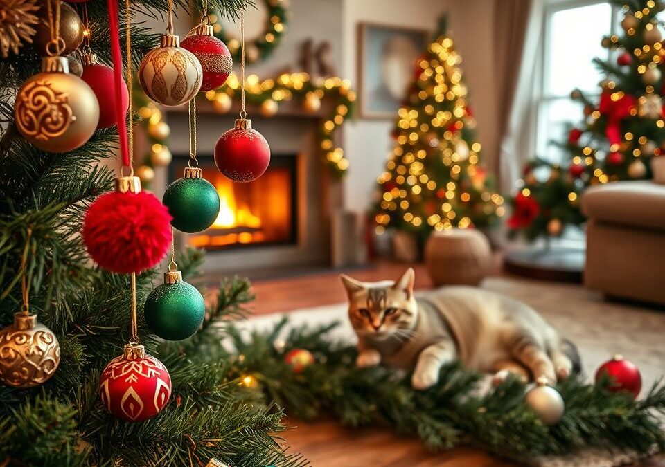 Varni božični okraski za mačke