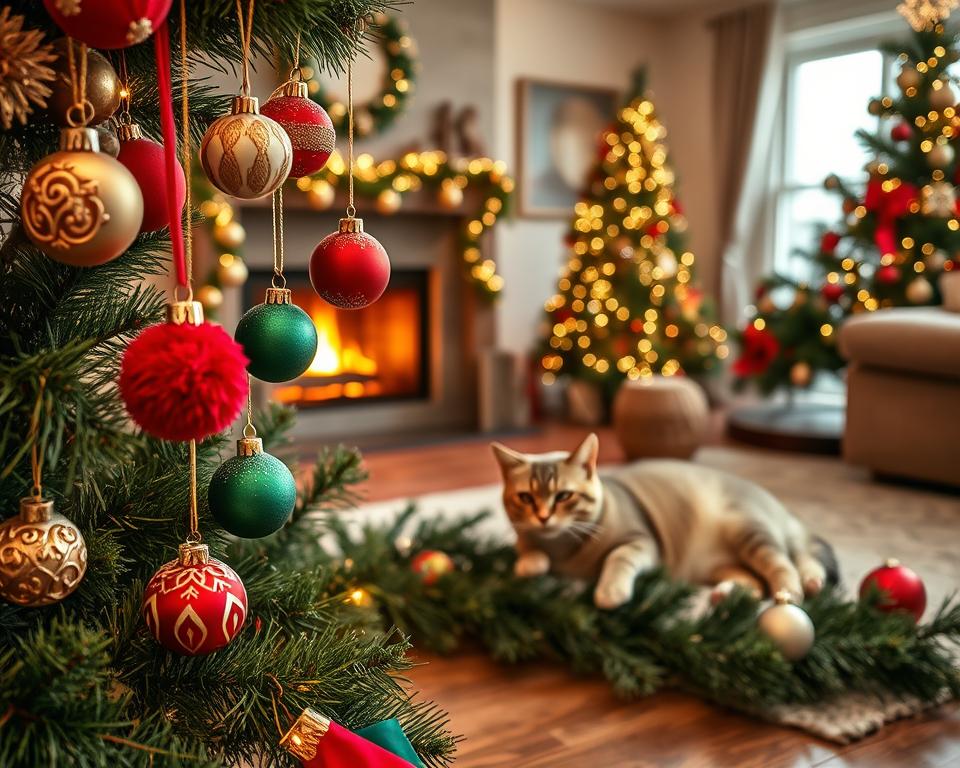 Varne-bozicne-dekoracije-za-macke-pozimi Varne božične dekoracije za mačke pozimi