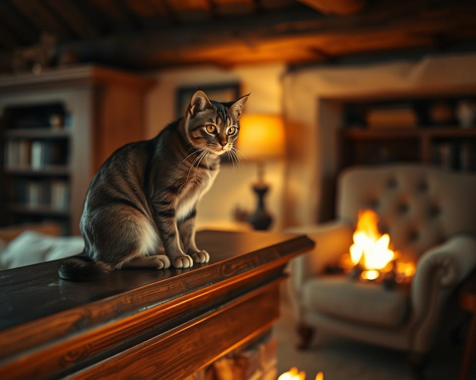 Varnost-macke-ob-kaminu-pozimi Varnost mačke ob kaminu pozimi