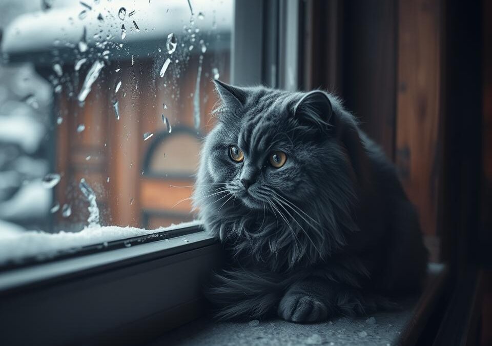 Vedenje mačk med zimskimi nevihtami