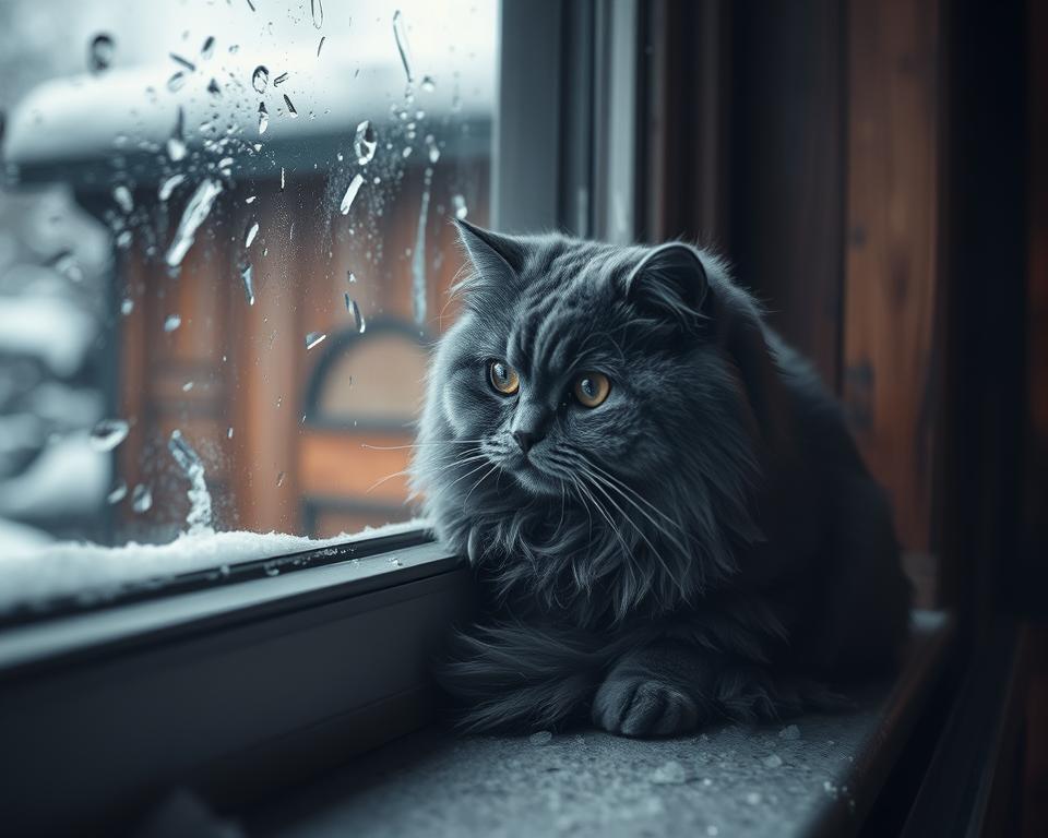Vedenje-macke-med-nevihto-pozimi Vedenje mačke med nevihto pozimi