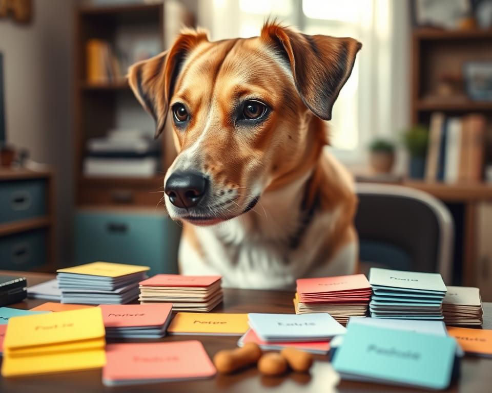 trening s spominskimi karticami za pse