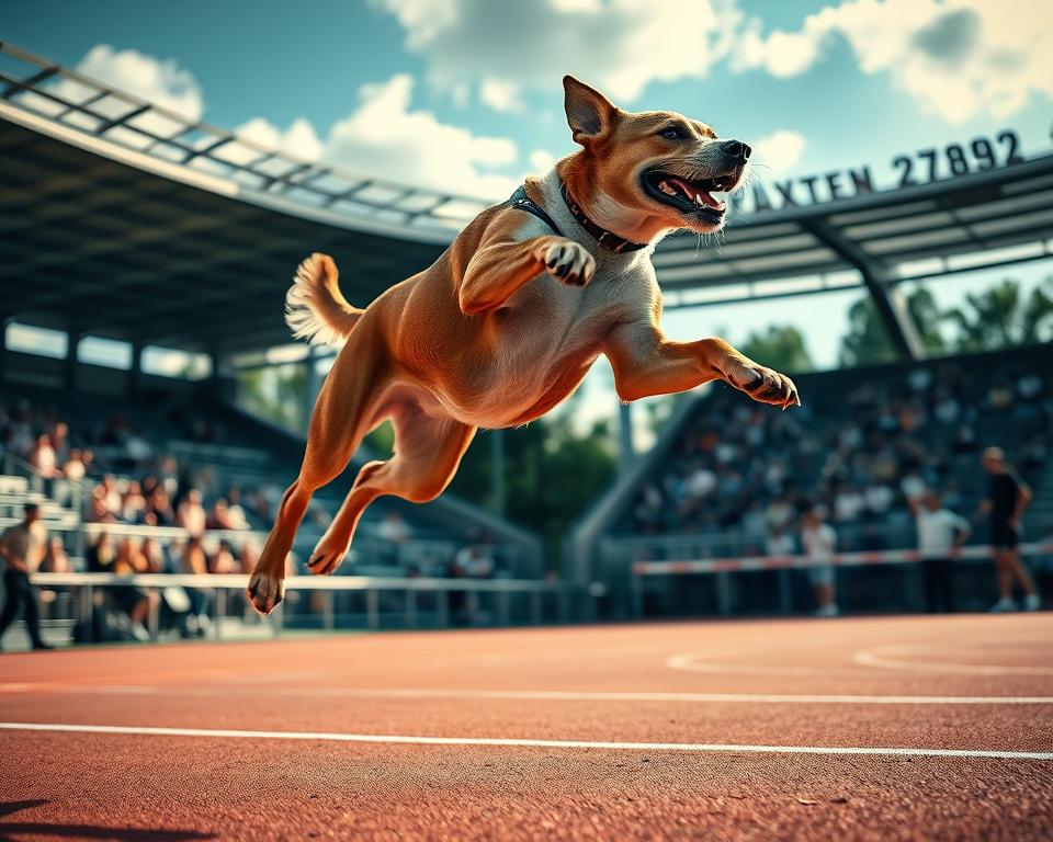 trening skoka v dalj pri psih