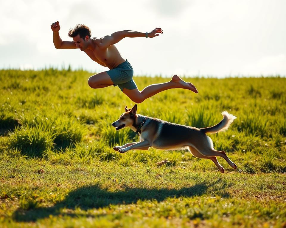 vadba skokov v daljino s psom