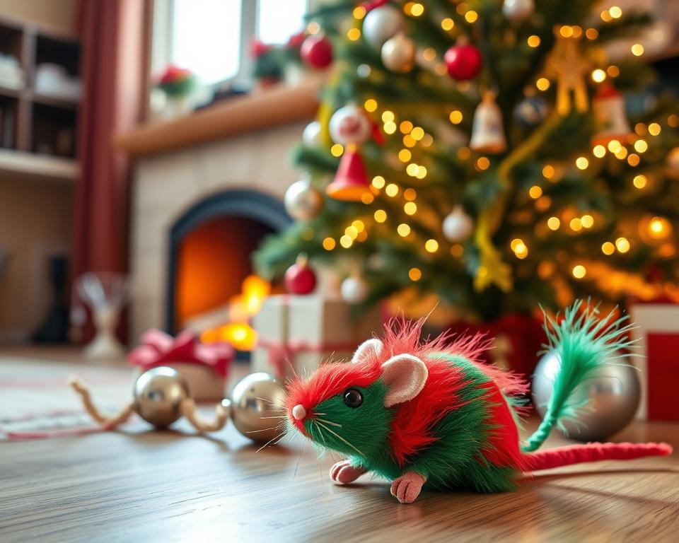 božična igrača za mačko