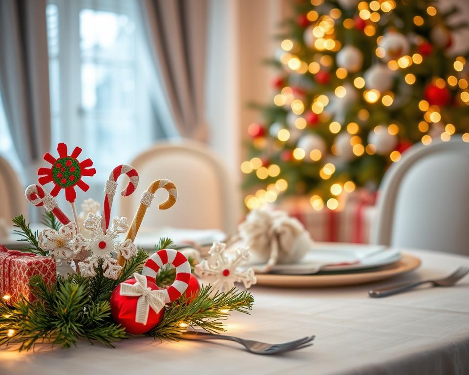 božična namizna dekoracija in mačka