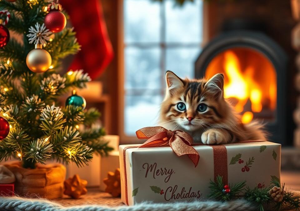 Božična voščilnica z mačko – kreativne ideje