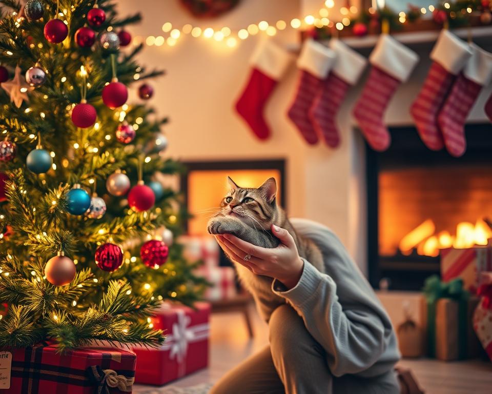 božično fotografiranje z mačko