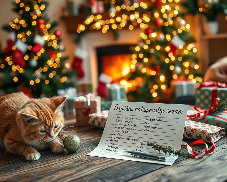 božično nakupovanje za mačko