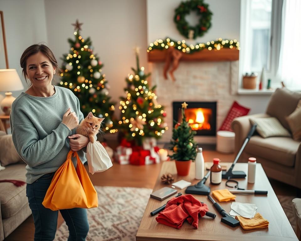 čiščenje pred prazniki in mačka