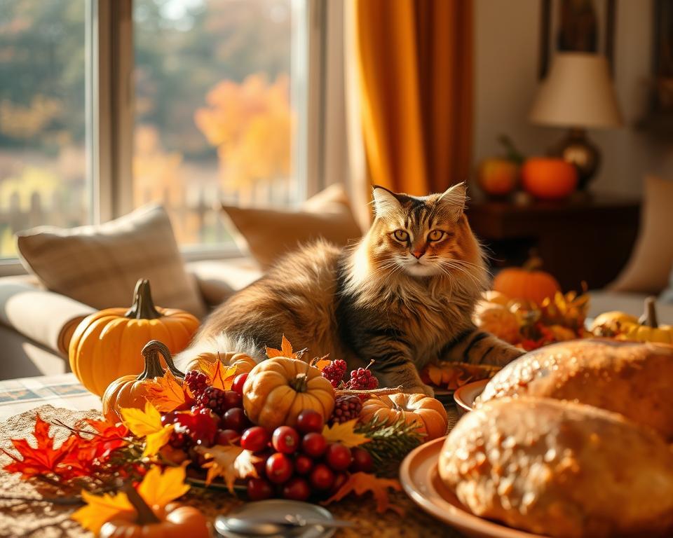 hvaležnost ob dnevu zahvalnosti in mačka