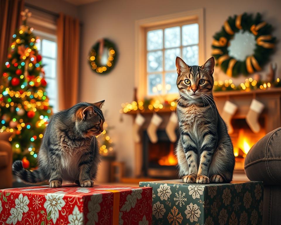 Božično fotografiranje doma z mačko – ideje za dekoracijo