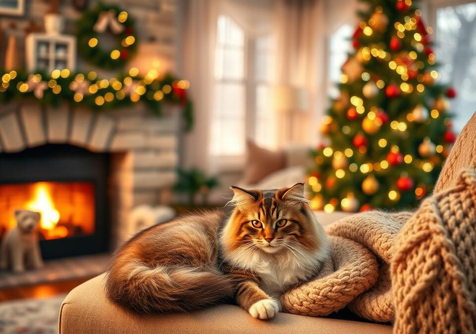 Kamin in mačka – pravi božični občutek