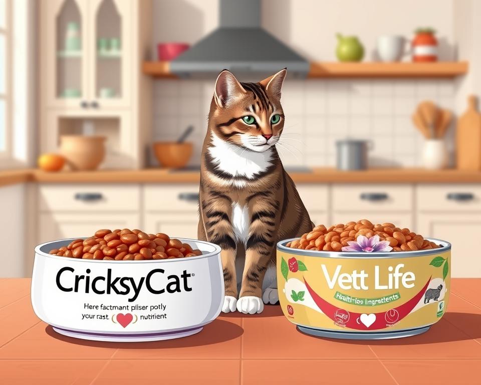 CricksyCat hrana za podporo dlake in kože vs Vet Life