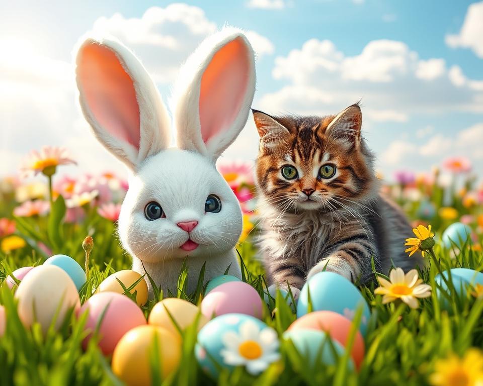 mačka in velikonočni zajček