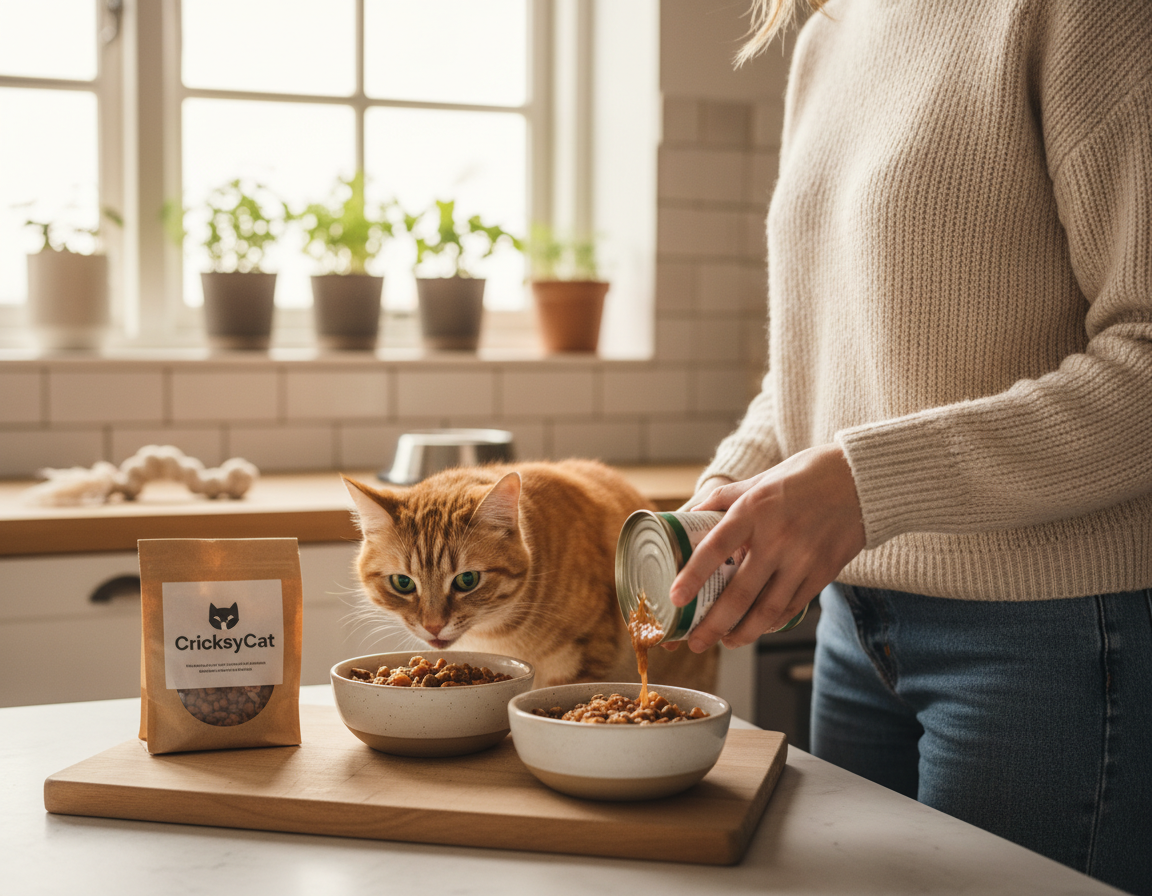 menjava hrane CricksyCat korak za korakom