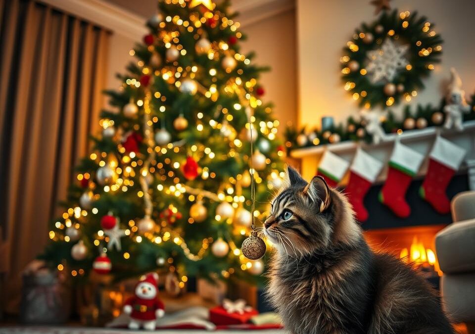 Mačka in božično drevo – kako poskrbeti za varno praznično okrasitev?