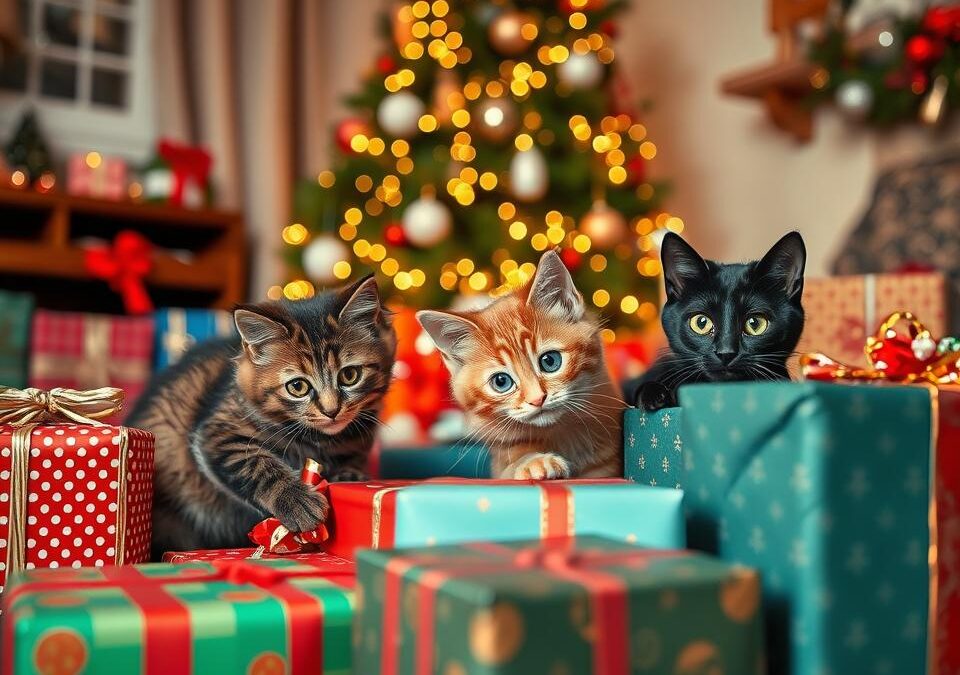 Mačke in odpiranje božičnih daril – veselje ali nevarnost?