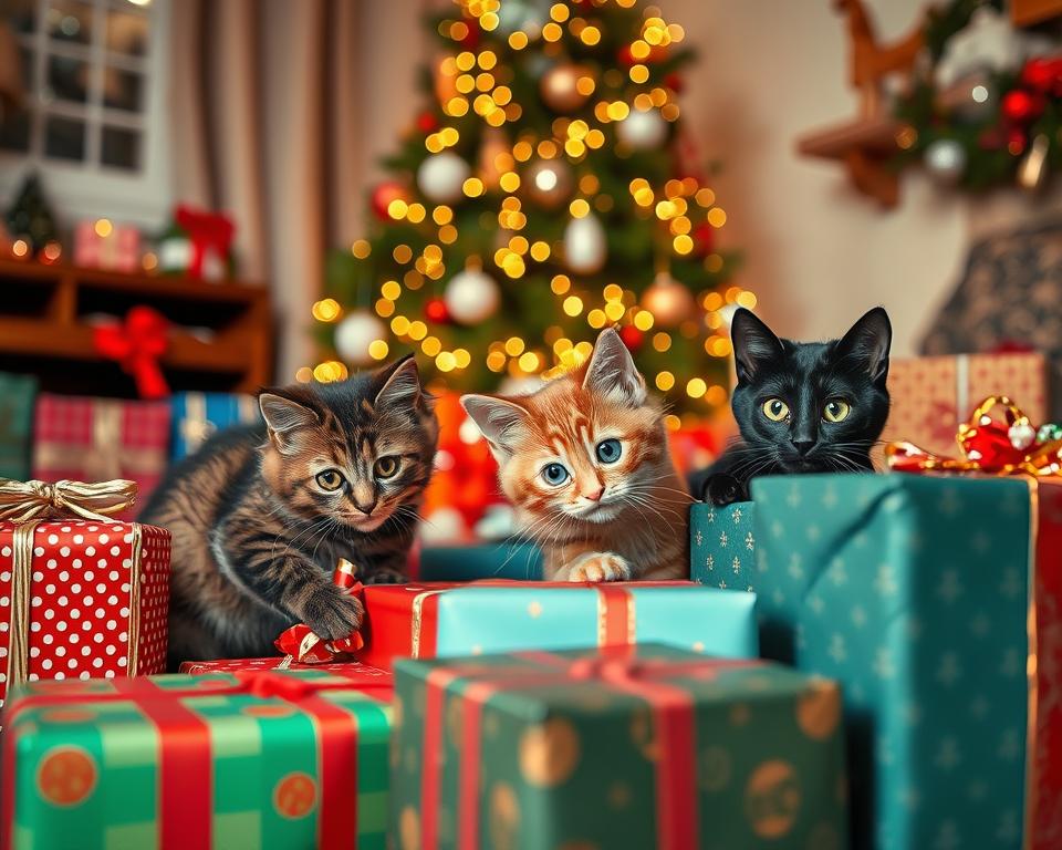 odpiranje daril in mačka